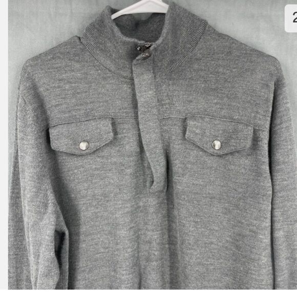 Banana Republic Knit/WoolSweater Mens S Gray Italian Yarn 1/4Zip Long Sleeve NWT - Picture 1 of 6